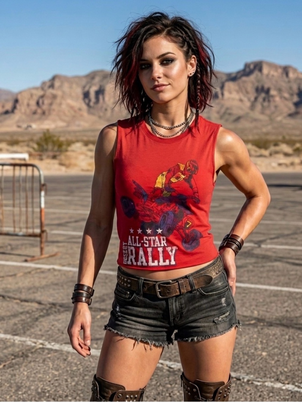 ♥️All-Star Desert Rally Upcycled Muscle Shirt Small🏍️